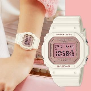 【CASIO 卡西歐】BABY-G 春季色彩方形女錶電子錶-櫻花粉紅(BGD-565SC-4)