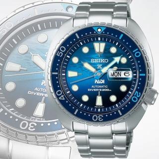 【SEIKO 精工】PROSPEX PADI 海龜 陶瓷錶圈200米潛水機械錶-藍45mm_SK028(SRPK01K1/4R36-06Z0F)