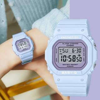 【CASIO 卡西歐】BABY-G 春季色彩方形女錶電子錶-紫丁香 畢業禮物(BGD-565SC-2)