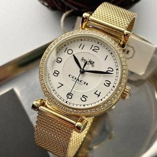 【COACH】COACH手錶型號CH00061(白色錶面金色錶殼金色米蘭錶帶款)