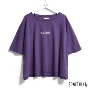 【SOMETHING】女裝 寬版鐵塔LOGO短袖上衣(紫色)