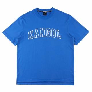 【KANGOL】短T 短袖 藍色 大LOGO 刺繡 寬版T 中性(6325103182)