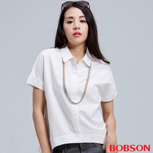【BOBSON】女款連袖寬版襯衫(白26126-80)