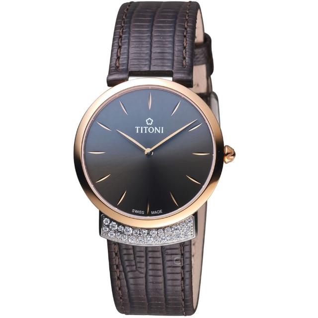 【TITONI】MADEMOISELLE優雅伊人系列皮革腕錶(TQ42912SRG-ST-592)