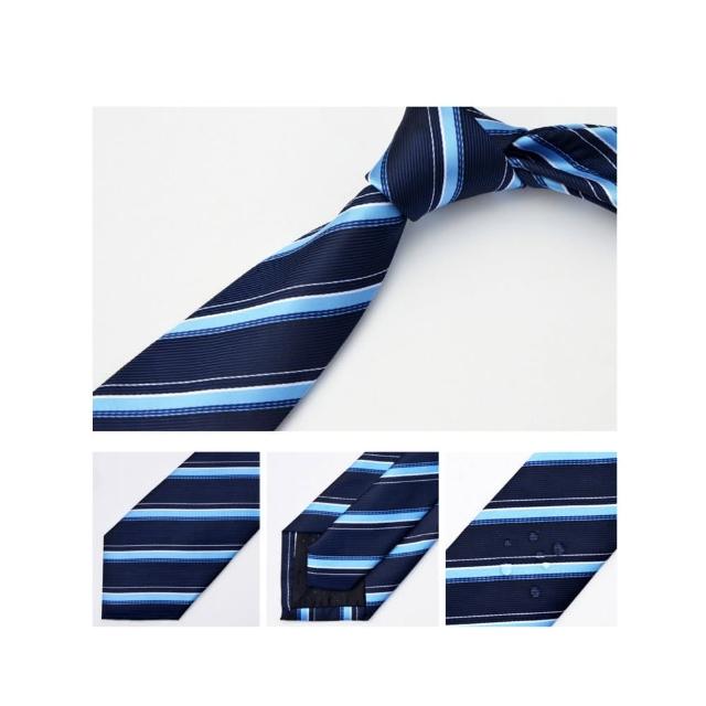 【拉福】領帶防水領帶帥意7cm領帶手打領帶(藍斜)