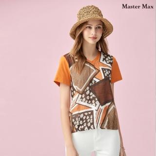 【Master Max】拼接色塊V領透氣涼感短袖上衣(8317057)