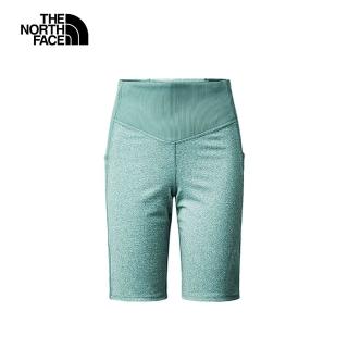 【The North Face 官方旗艦】北面女款綠色吸濕排汗防曬高腰緊身褲｜7QD1JIY