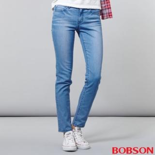 【BOBSON】女款低腰後袋刺繡小直筒褲(8127-58)