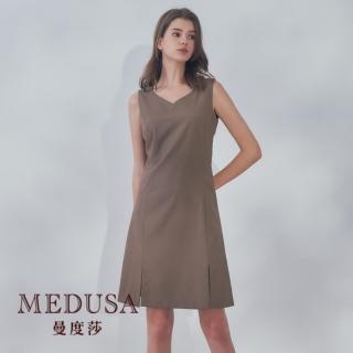 【MEDUSA 曼度莎】現貨-卡其棕西裝背心洋裝（M-XL）｜女西裝洋裝 連身裙(101-23516)