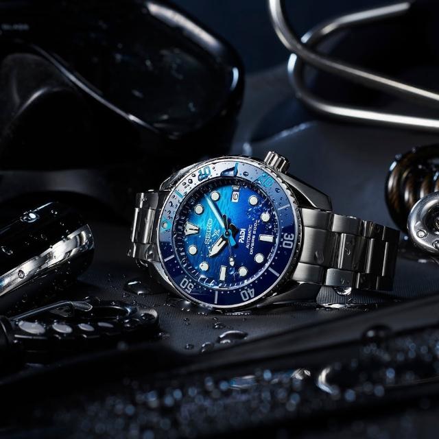 【SEIKO 精工】Prospex 藍水鬼相撲陶瓷錶圈PADI潛水機械錶-藍x銀/45mm(SPB375J1/6R35-02C0U)