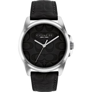 【COACH】Gracy CC浮雕皮帶女錶-經典黑(CO14504142)
