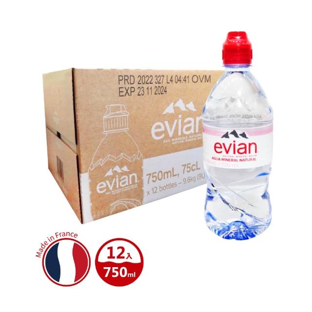 福利品/即期品【Evian 依雲】法國Evian天然礦泉水750mlx12入/箱(效期：2024/11/10)