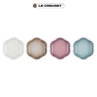 【Le Creuset】瓷器繁花系列花型盤11cm-4入(珠光白/肉豆蔻/錦葵紫/海洋之花)