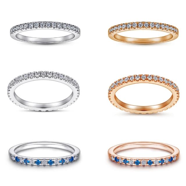【Jpqueen】簡約鋯石牌鑽女士結婚訂婚戒指(6款可選)