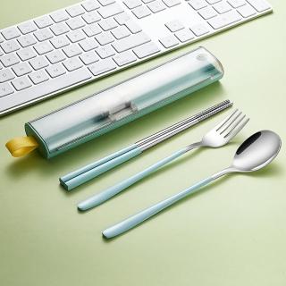 【邸家 DEJA】太空艙 - 三件式餐具組 藍銀(筷、叉、勺)