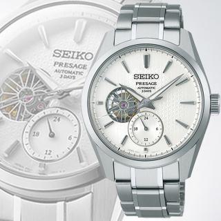 【SEIKO 精工】Presage 新銳 三日鍊 麻葉紋小鏤空機械腕錶-白40.2mm_SK028(SPB415J1/6R5J-00A0S)