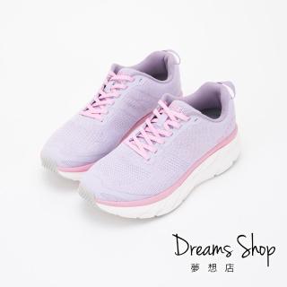 【DREAMS SHOP】輕量減壓飛織綁帶彈力休閒健走鞋 紫色(運動鞋 慢跑鞋)