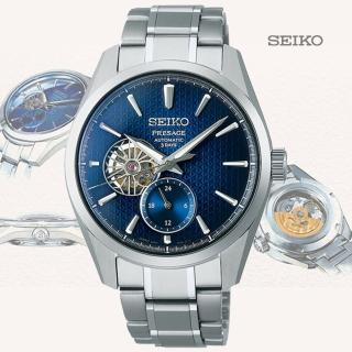 【SEIKO 精工】Presage 新銳系列 三日鍊立體麻葉紋小鏤空機械腕錶-藍40.2mm(SPB417J1/6R5J-00A0B)