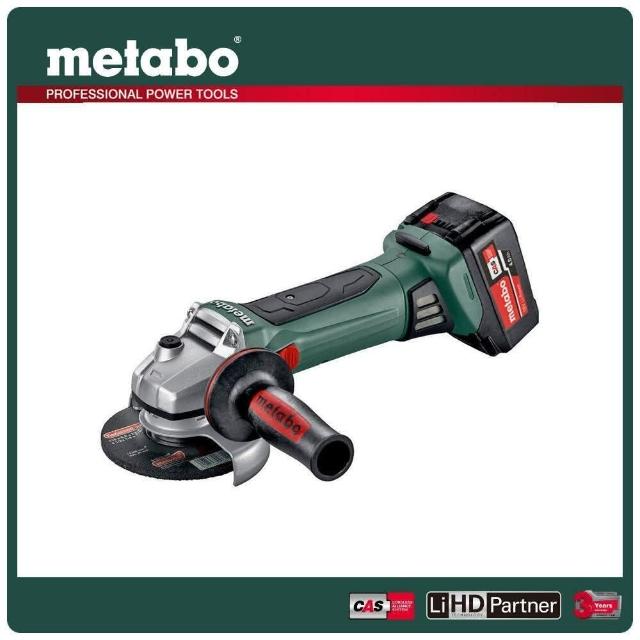 【metabo 美達寶】18V鋰電5”砂輪機-快拆5.5Ah單電套裝組隨附工具袋 W18LTX125Quick(W18LTX125Quick)