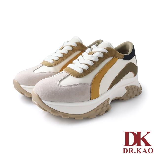 【DK 高博士】異材質拼接潮流氣墊鞋 63-3042-07 卡其