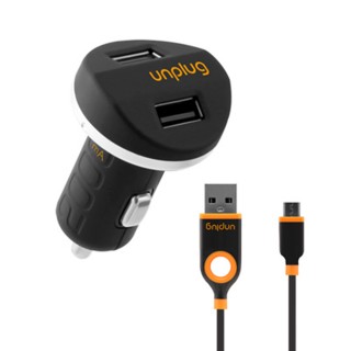 【Unplug】法國工藝2A雙USB皮革車充組 + MicroUSB充電傳輸線