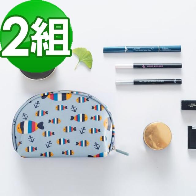 【JIDA】清新印花防潑水盥洗化妝包-小-2件組(19x12x6cmx42)