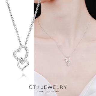 【CTJ】15分 14K金 雙心 鑽石項鍊