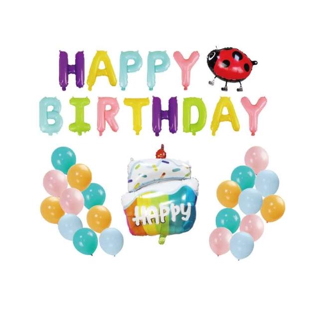 【珠友】生日氣球混搭組合包-蛋糕(佈置/派對)