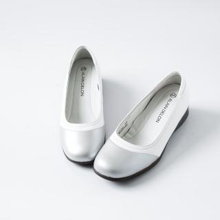 【ALAIN DELON】簡約時尚OL真皮低跟鞋A97001(1色 白銀色)
