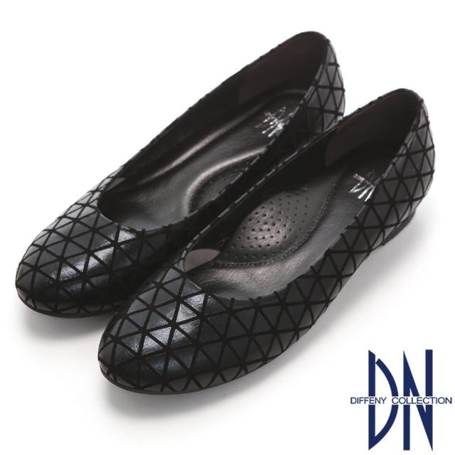 【DN】優雅迷人 MIT珠光羊皮幾何跟鞋(黑)