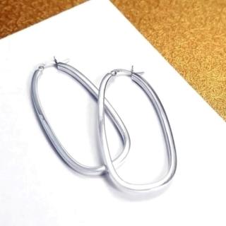 【ART64】圈式 C型耳環 方線長形 925純銀耳環