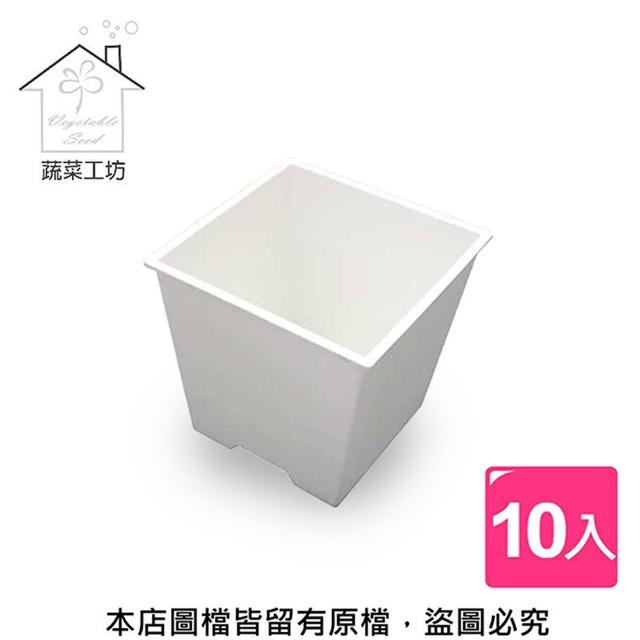 【蔬菜工坊005-D114-WI-3】四方型栽培盆5.5吋-白色10入/組(厚)