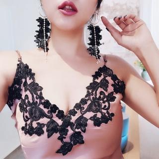 【梨花HaNA】韓國性感國度全蕾絲串飾珍珠鍊條耳環