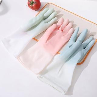 【團購好物】漸層色家事清潔防滑乳膠手套 超值32雙組(三種尺寸可選 清潔手套 乳膠手套 家用手套 防油手套)