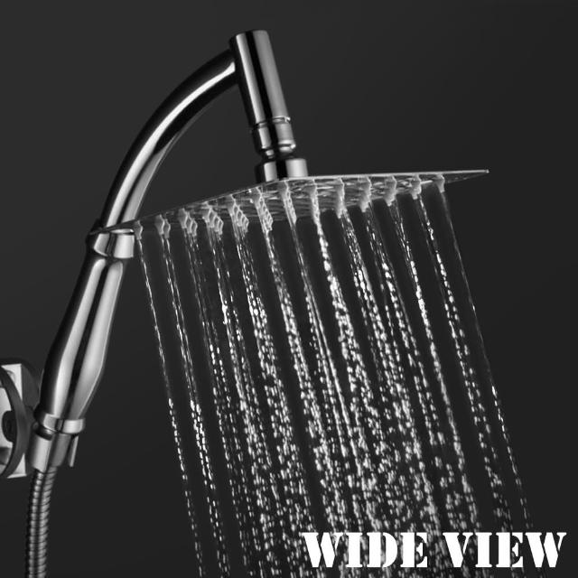 【WIDE VIEW】不銹鋼手持8吋方形增壓蓮蓬頭蛇管組(含軟管、蓮蓬頭ZU-SH03-P)