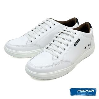【PEGADA】經典款全皮面平底綁帶休閒鞋 白色(110403-WH)