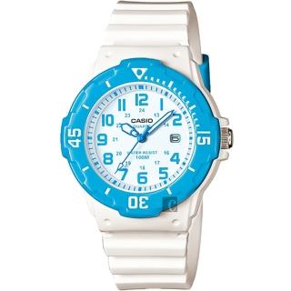 【CASIO 卡西歐】學生錶 迷你運動風指針手錶-藍圈x白 考試手錶 畢業禮物(LRW-200H-2BVDF)