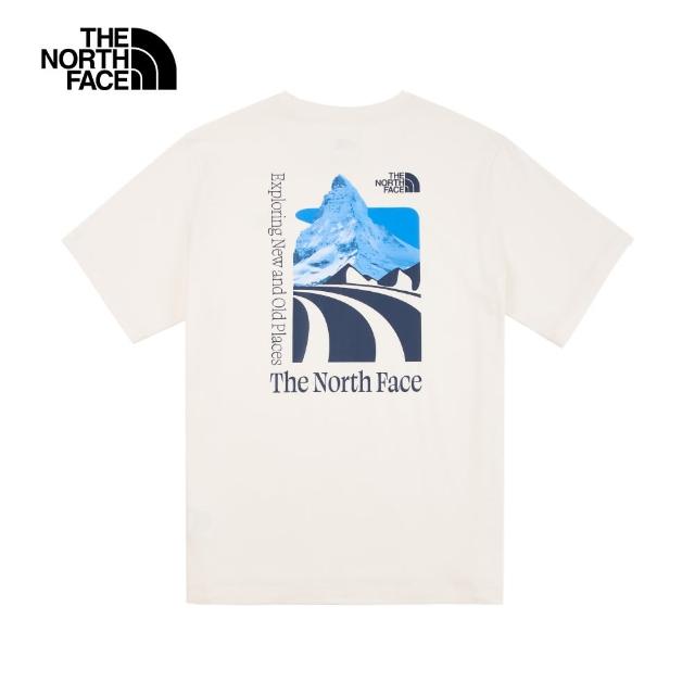 【The North Face 官方旗艦】北面男款米白色純棉背部大尺寸印花短袖T恤｜86MHN3N