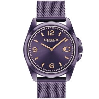 【COACH】官方授權經銷商 經典LOGO晶鑽米蘭帶女錶-36mm/紫 畢業 禮物(14504145)