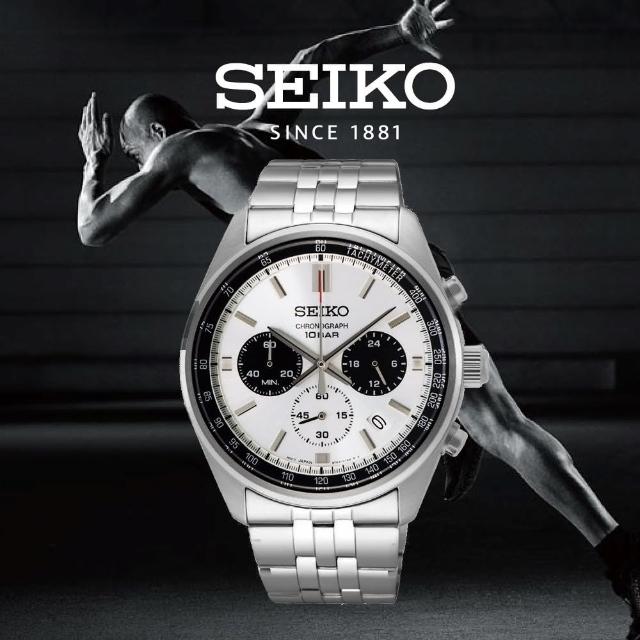 【SEIKO 精工】CS 紳士時尚三眼計時手錶-白熊貓 41.5mm/SK027(8T63-00W0S/SSB425P1)
