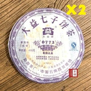 【茶韻】普洱茶2007年大益茶廠0772-701青餅400g1+1超值組 茶葉禮盒