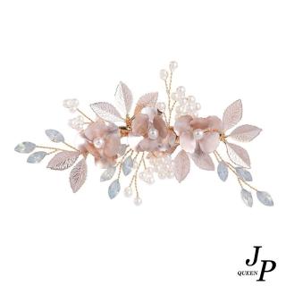【Jpqueen】古典美人金色花朵珍珠耀鋯石髮飾(金色)