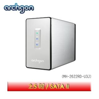 【Archgon亞齊慷】USB 3.0 2.5吋專用機型 2bay磁碟陣列外接盒(4公分風扇‧加速散熱效能)