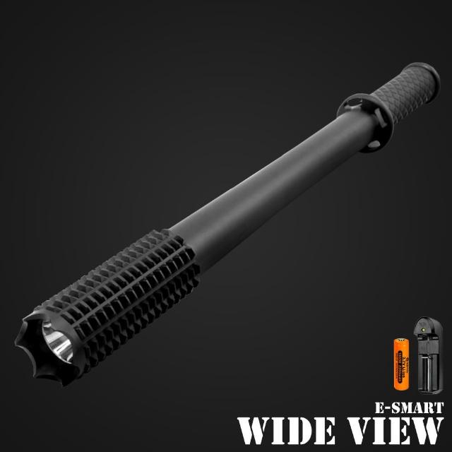 【WIDE VIEW】防身LED強光狼牙手電筒組(附電池+充電器ZL-WFL44-AT)