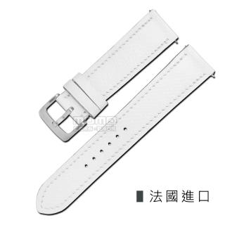 【Watchband】HERMES 愛馬仕-法國進口柔軟簡約質感車線高級替用真皮錶帶(白色)