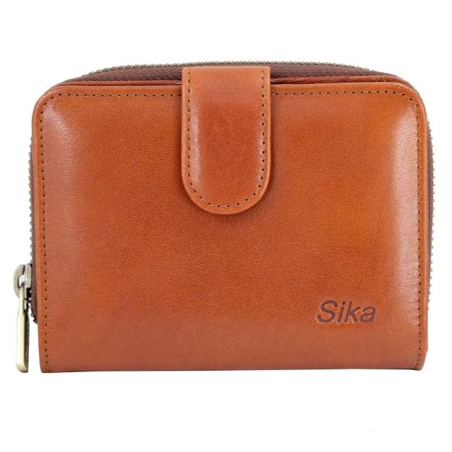 【Sika】義大利時尚真皮壓扣中夾(A8210-01原味褐)
