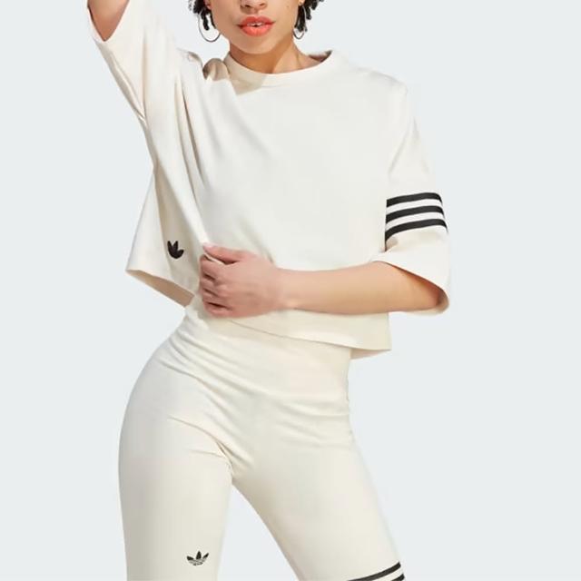 【adidas 愛迪達】上衣 女款 短袖上衣 運動 三葉草 國際碼 白 IM1830
