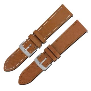 【Watchband】HERMES 愛馬仕-法國進口柔軟簡約質感車線高級替用真皮錶帶(棕色)
