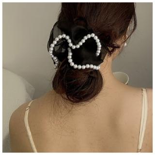 【HaNA 梨花】韓國高顏質氛圍美女．歐根紗珍珠大腸圈髮圈