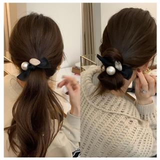 【HaNA 梨花】韓國氛圍美女．大理石珍珠緞帶髮圈